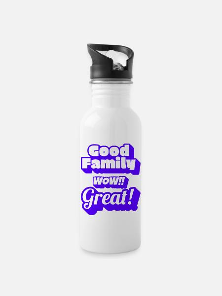 Gold Family wow!! Great! - Water bottle with straw - white