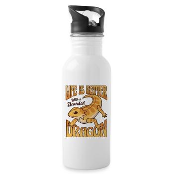 Life is Better with a Bearded Dragon Pogona - Water bottle with straw - white - Right
