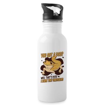 I Raise Tiny Dinosaurs Pogona Pet Lizard Bearded - Water bottle with straw - white - Right