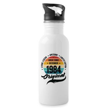 Rétro 40 ans décembre 1984 anniversaire vintage - Gourde avec paille intégrée - blanc - Droite
