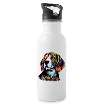 Chien Beagle - Gourde avec paille intégrée - blanc - Droite