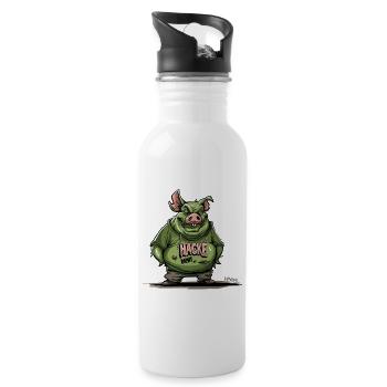 Hacke Dicht Zombie Schwein - Trinkflasche mit integriertem Trinkhalm - Weiß - Rechts