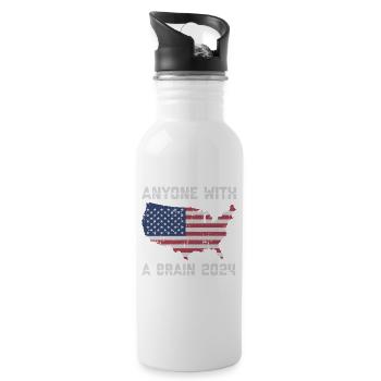 2024 Brain Vote Democracy Anti- Tee - Trinkflasche mit integriertem Trinkhalm - Weiß - Rechts
