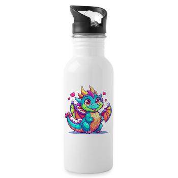 Colorful Dragon - Water bottle with straw - white - Right