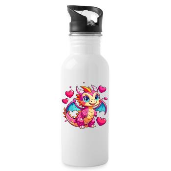 Dragon coloré - Gourde avec paille intégrée - blanc - Droite
