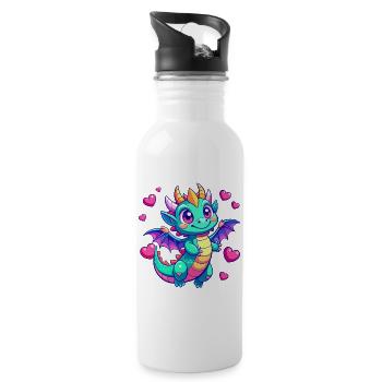 Dragon coloré - Gourde avec paille intégrée - blanc - Droite