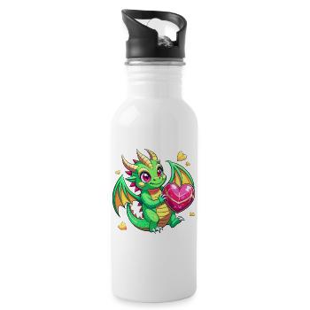 Colorful Dragon - Water bottle with straw - white - Right
