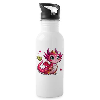 Colorful Dragon - Water bottle with straw - white - Right
