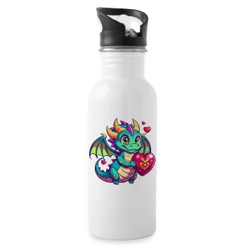 Colorful Dragon - Water bottle with straw - white - Right