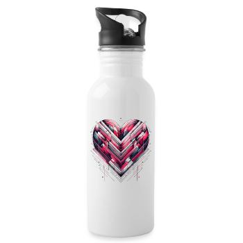 Futuristic Heart - Water bottle with straw - white - Right