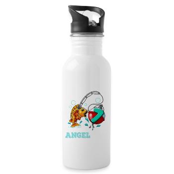 7e anniversaire pêcheur à la ligne - Gourde avec paille intégrée - blanc - Droite