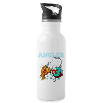 3 Birthday Angler Fishing - Water bottle with straw - white - Right
