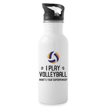 Ich spiele Volleyball. Was ist deine Superkraft? - Trinkflasche mit integriertem Trinkhalm - Weiß - Rechts