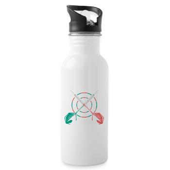 Dart Night Humor Dartboard Design - Water bottle with straw - white - Right