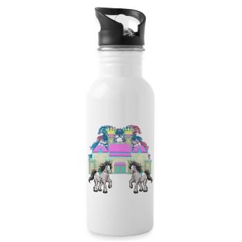Castle Fairy Tale Knight Horse King Middle Ages - Water bottle with straw - white - Right