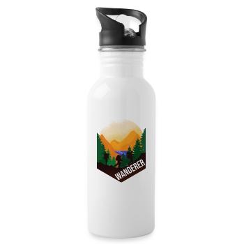 Wanderer - Trinkflasche mit integriertem Trinkhalm - Weiß - Rechts