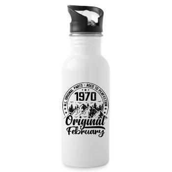 1970 February Original: 54 Years Birthday Gift - Water bottle with straw - white - Right