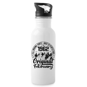 1962 February Original: 62 Years Birthday Gift - Water bottle with straw - white - Right