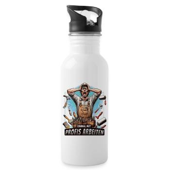 Working with professionals, funny master painter - Water bottle with straw - white - Right