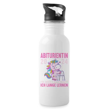 Abitur Junge Mädchen Abi Abitur 2024 - Trinkflasche mit integriertem Trinkhalm - Weiß - Rechts