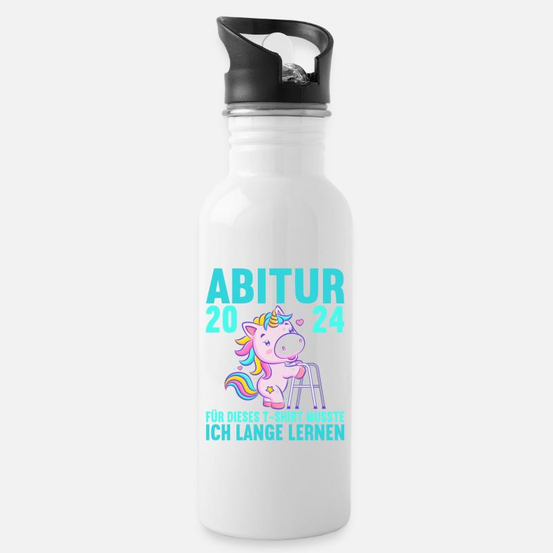 Abitur Junge Mädchen Abi Abitur 2024 - Trinkflasche mit integriertem Trinkhalm - Weiß