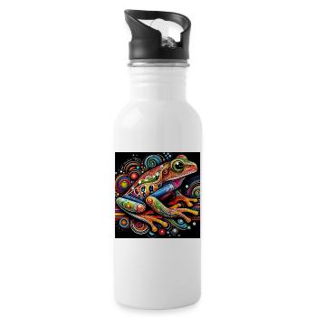 Frosch - Trinkflasche mit integriertem Trinkhalm - Weiß - Rechts