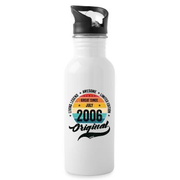 Rétro 18 Ans Juillet 2006 Anniversaire Vintage Bday - Gourde avec paille intégrée - blanc - Droite