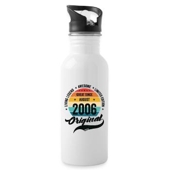 Rétro 18 Ans Août 2006 Anniversaire Millésime - Gourde avec paille intégrée - blanc - Droite