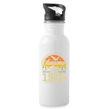 Legendary 1995 Vintage Birthday Shirt - Water bottle with straw - white - Right