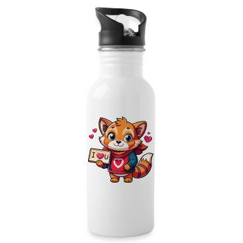 Liebesbotschaft tragendes Tier - Trinkflasche mit integriertem Trinkhalm - Weiß - Rechts