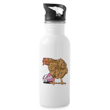Chicken, Poultry, Poultry, Eggs, Egg, Easter, Easter Egg - Water bottle with straw - white - Right