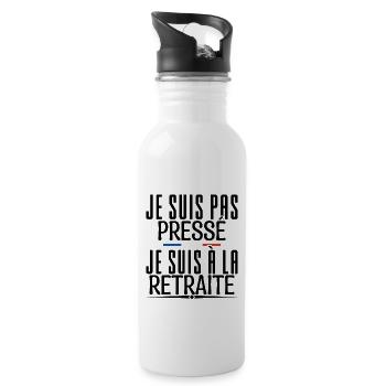 retraite.je'm not in a hurry, I'm retired. - Water bottle with straw - white - Right