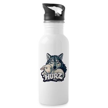 Hurz, le loup l’agneau - Gourde avec paille intégrée - blanc - Droite