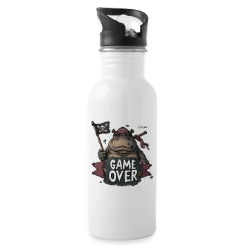 Game Over : Pirate hippopotame amical pour les joueurs - Gourde avec paille intégrée - blanc - Droite
