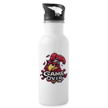 Game Over Gaming Gamer Chickens Rooster Chicken - Water bottle with straw - white - Right
