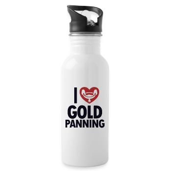 I love Gold Panning Prospecting Placer Mining - Water bottle with straw - white - Right