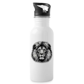 Löwe - Trinkflasche mit integriertem Trinkhalm - Weiß - Rechts