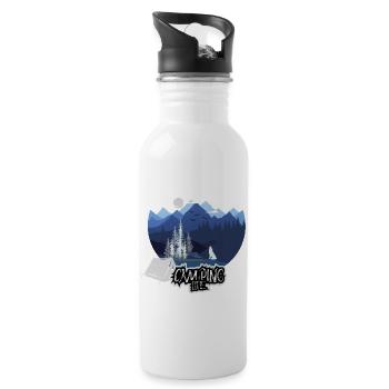 Camping Life Mountain Night - Water bottle with straw - white - Right