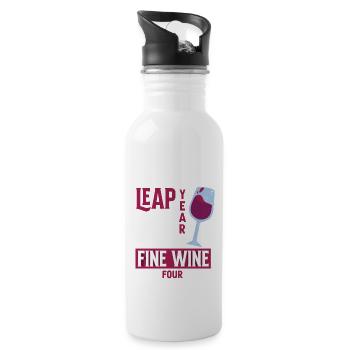 Official Leap Year Baby Fine Wine Birthday - Trinkflasche mit integriertem Trinkhalm - Weiß - Rechts