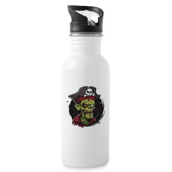 Gruseliger Kapitän Zombie-Pirat - Trinkflasche mit integriertem Trinkhalm - Weiß - Rechts