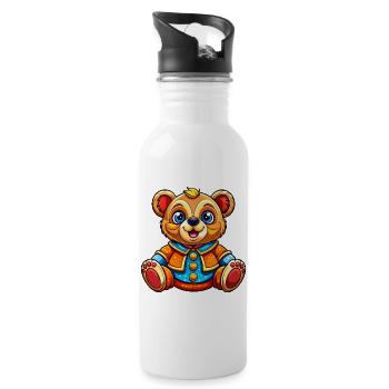 Cute Teddy - Water bottle with straw - white - Right