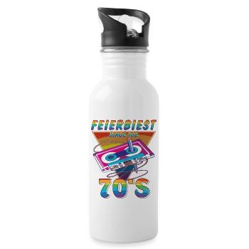 KASSETTE FEIERBIEST 70ER - Trinkflasche mit integriertem Trinkhalm - Weiß - Rechts