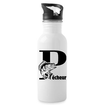 pêche, pêcheur, je suis pêcheur - Gourde avec paille intégrée - blanc - Droite