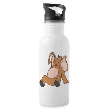 A laughing elephant with a pink belly. - Water bottle with straw - white - Right