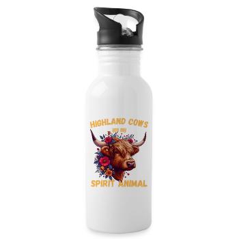 Cow, Scottish Highlands, Beef, Spirit, Animal, Soul - Water bottle with straw - white - Right