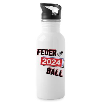 Federball in 2024 Sport Spiel Spielerin Badminton - Trinkflasche mit integriertem Trinkhalm - Weiß - Rechts