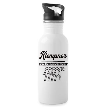 Klempner Chef Selbstständigkeit Klempnerei Meister - Trinkflasche mit integriertem Trinkhalm - Weiß - Rechts