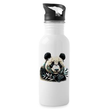 Panda - Trinkflasche mit integriertem Trinkhalm - Weiß - Rechts