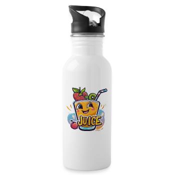 Chibi Kawaii Funny Fruit Juice - Water bottle with straw - white - Right