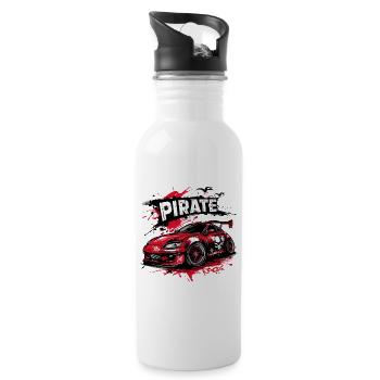 Chibi JDM Pirate Street Racing Sports Car - Water bottle with straw - white - Right